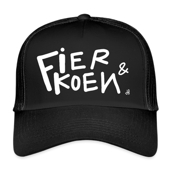Fier en Koen witte letters. Trucker Cap - zwart/zwart