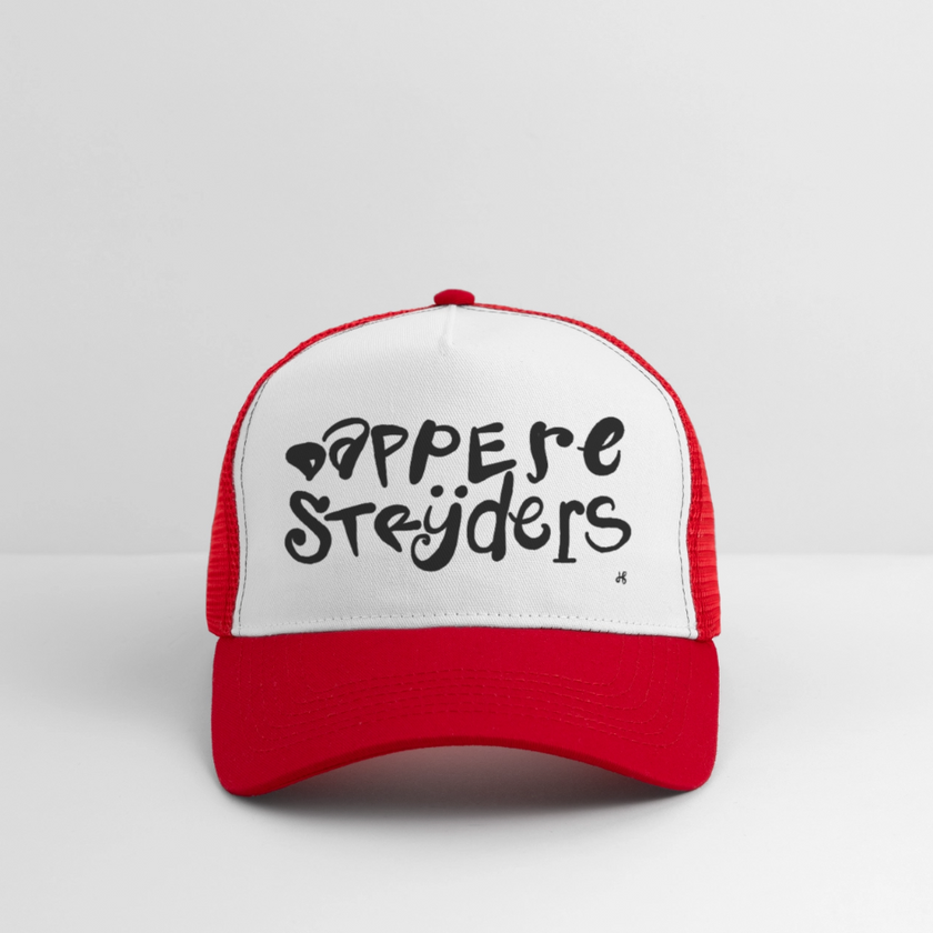 Dappere Strijders. Zwarte letters.Trucker Cap - wit/rood