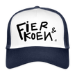 Fier en Koen zwarte letters. Trucker Cap - wit/navy