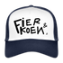 Fier en Koen zwarte letters. Trucker Cap - wit/navy