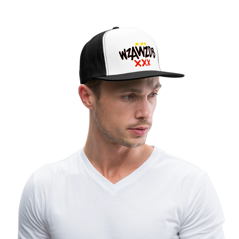 WZAWZDB. Witte letters. Trucker Cap - wit/zwart