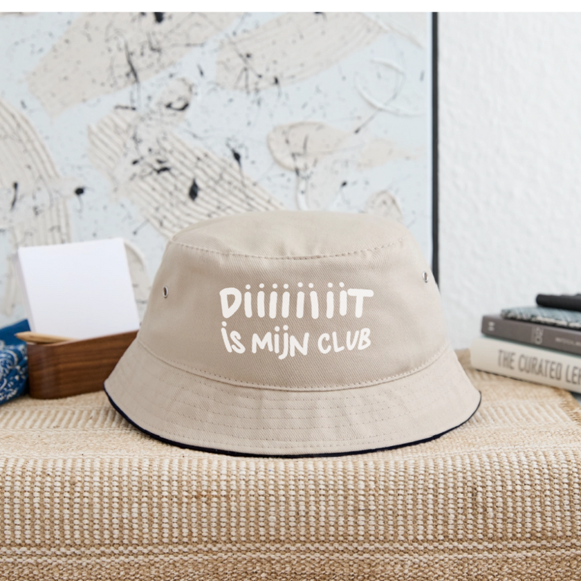 Diiiit is mijn club Ajacied witte letter Vissershoed - kaki/zwart