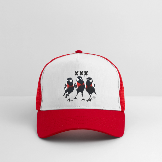 Three Little Birds. Trucker Cap - wit/rood