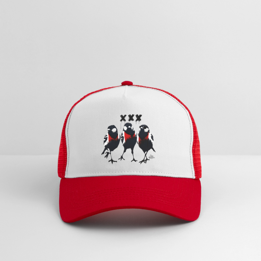 Three Little Birds. Trucker Cap - wit/rood