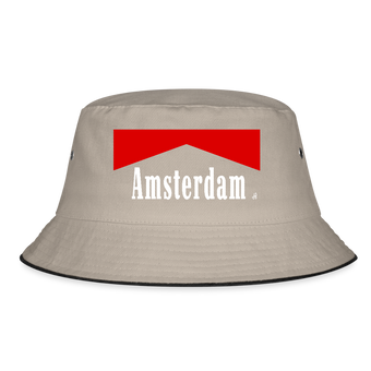 Amsterdam peukie wit. Vissershoedje - kaki/zwart