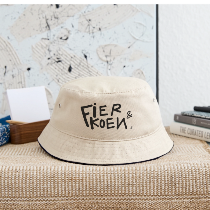 Fier & Koen. Zwarte letters Vissershoed - natuur/navy