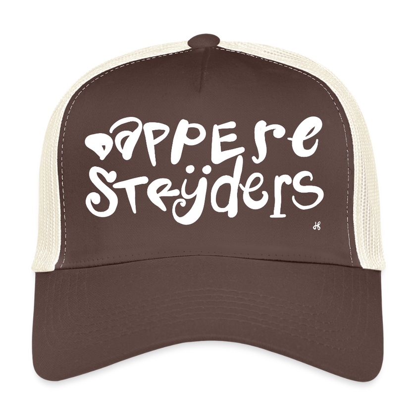 Dappere Strijders. Witte letters. Trucker Cap - bruin/beige