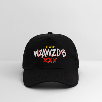 WZAWZDB. Witte letters. Trucker Cap - zwart/zwart