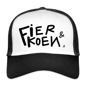 Fier en Koen zwarte letters. Trucker Cap - wit/zwart