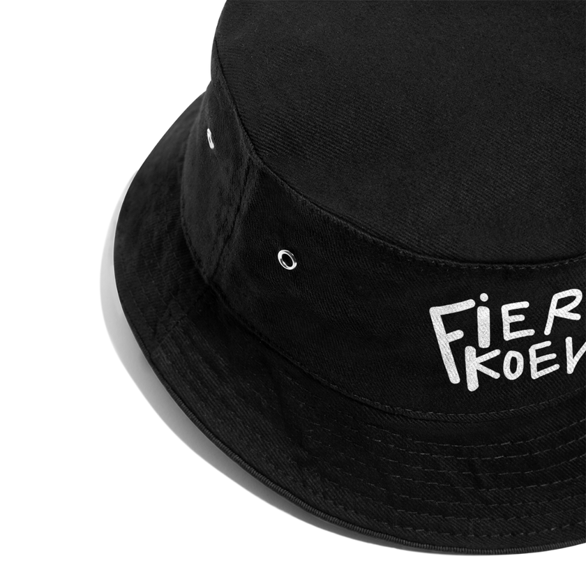 Fier & Koen. Witte letters Vissershoed - zwart