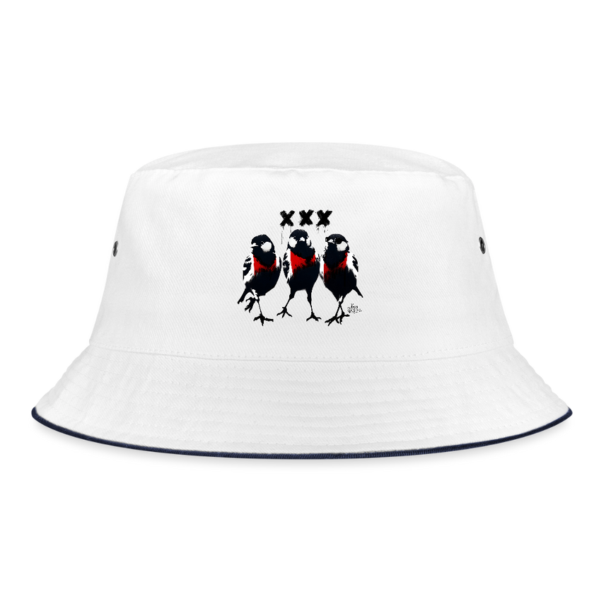 Three Little Birds Vissershoed Bucket hat - wit/navy