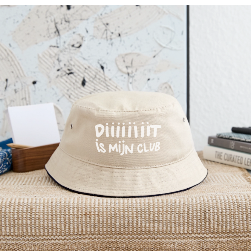 Diiiit is mijn club Ajacied witte letter Vissershoed - natuur/navy