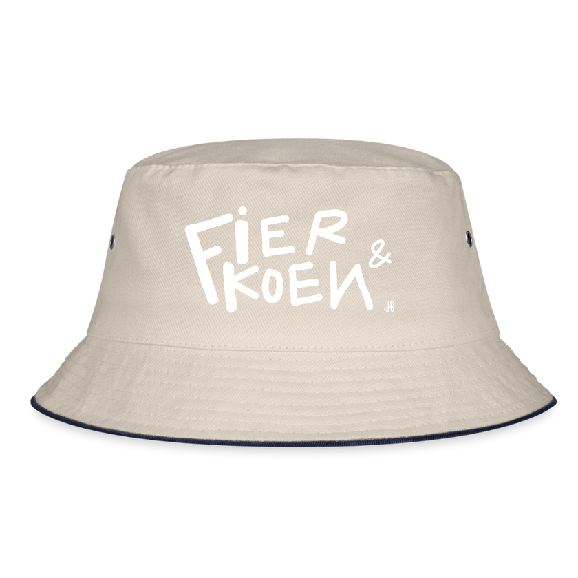 Fier & Koen. Witte letters Vissershoed - natuur/navy