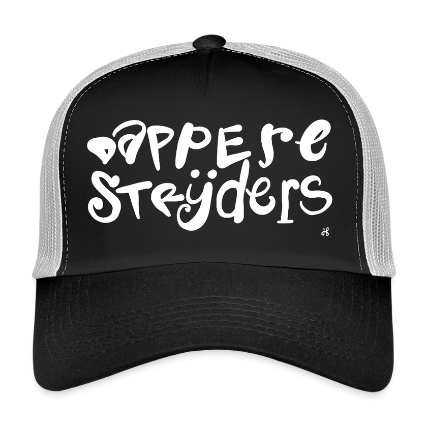 Dappere Strijders. Witte letters. Trucker Cap - zwart/steengrijs