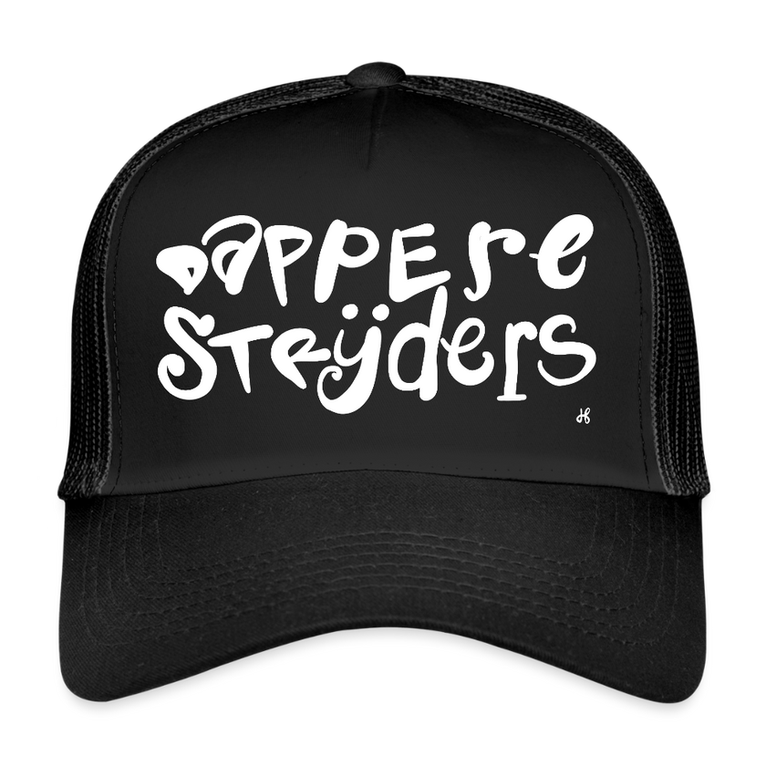 Dappere Strijders. Witte letters. Trucker Cap - zwart/zwart