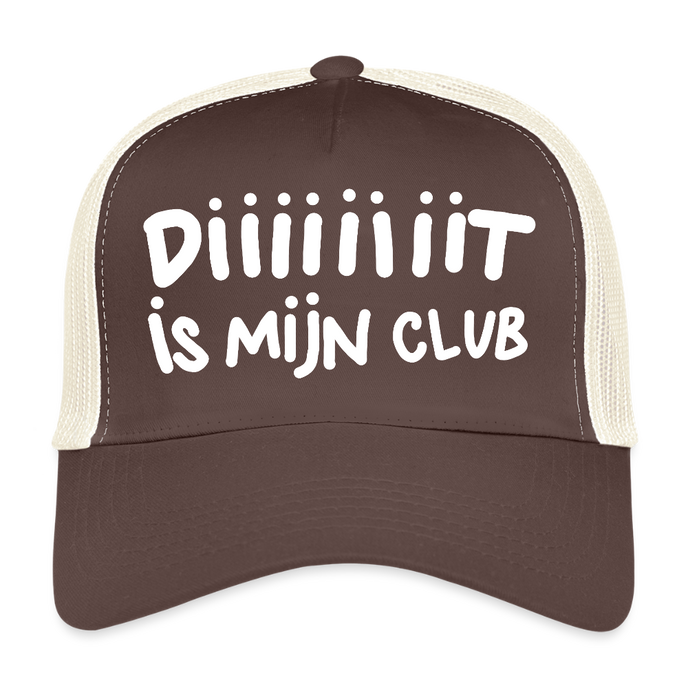 Diiiiit is mijn club. Trucker Cap - bruin/beige