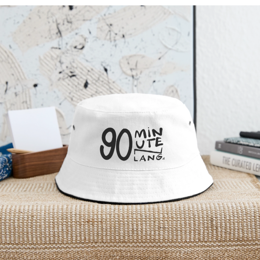 90 minuten lang zwarte letters Vissershoed - wit/navy