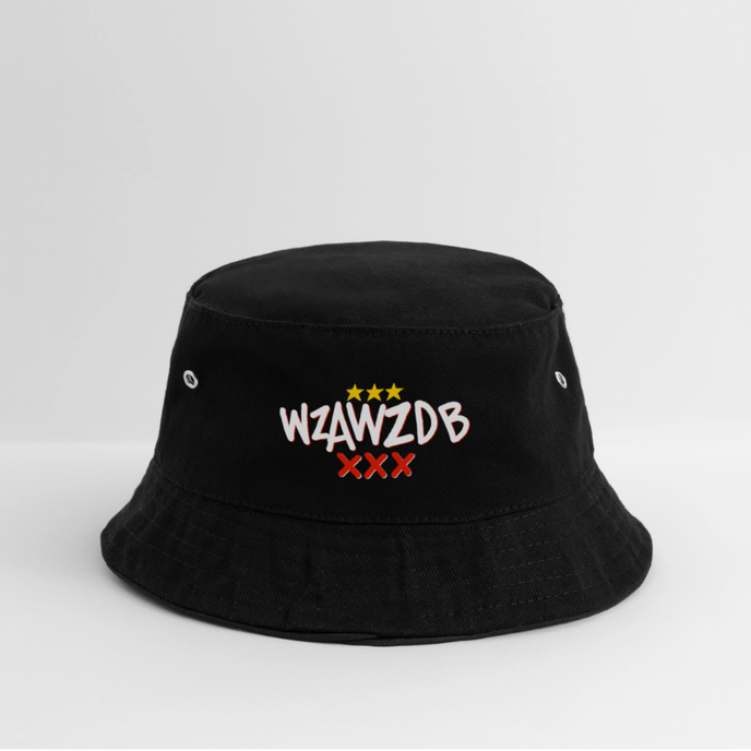WZAWZDB. Witte letters. Vissershoed - zwart