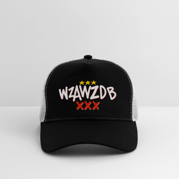 WZAWZDB. Witte letters. Trucker Cap - zwart/steengrijs