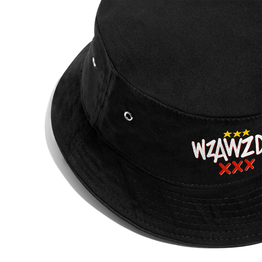 WZAWZDB. Witte letters. Vissershoed - zwart