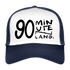 90 minuten lang. Zwarte letters. Trucker Cap - wit/navy