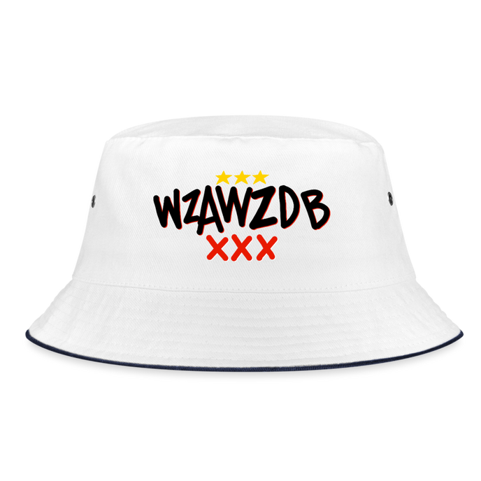 WZAWZDB. Zwart. Vissershoed - wit/navy
