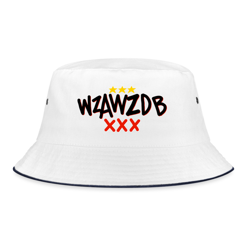 WZAWZDB. Zwart. Vissershoed - wit/navy