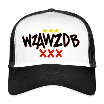 WZAWZDB. Witte letters. Trucker Cap - wit/zwart