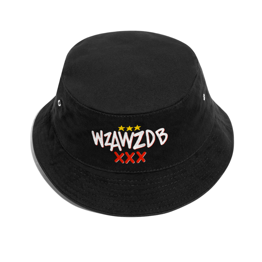 WZAWZDB. Witte letters. Vissershoed - zwart