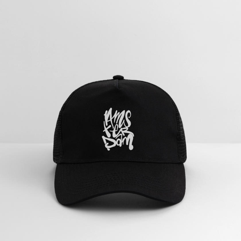 Amsterdam Zwarte Trucker Cap - zwart/zwart