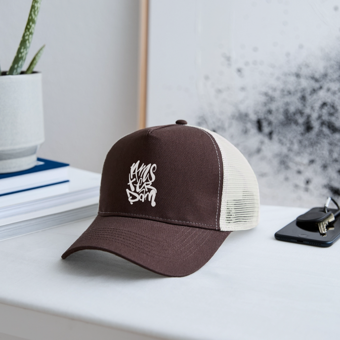 Amsterdam Zwarte Trucker Cap - bruin/beige