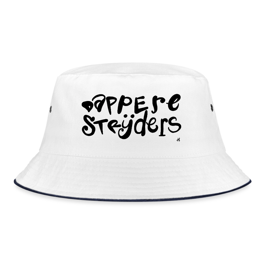 Dappere Strijders zwarte letter. Vissershoed - wit/navy