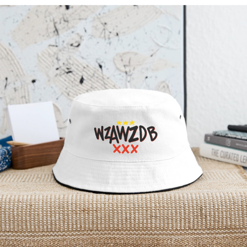 WZAWZDB. Zwart. Vissershoed - wit/navy