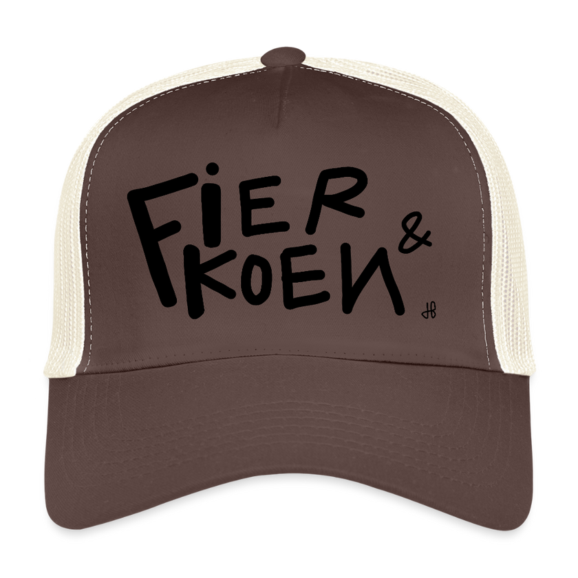 Fier en Koen zwarte letters. Trucker Cap - bruin/beige