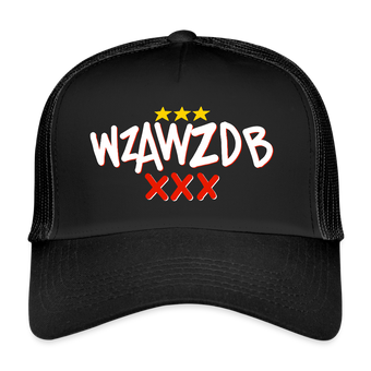 WZAWZDB. Witte letters. Trucker Cap - zwart/zwart