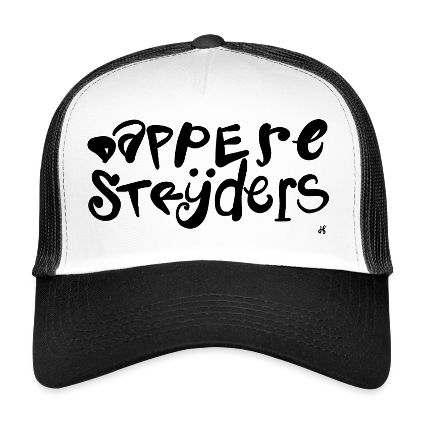 Dappere Strijders. Zwarte letters.Trucker Cap - wit/zwart