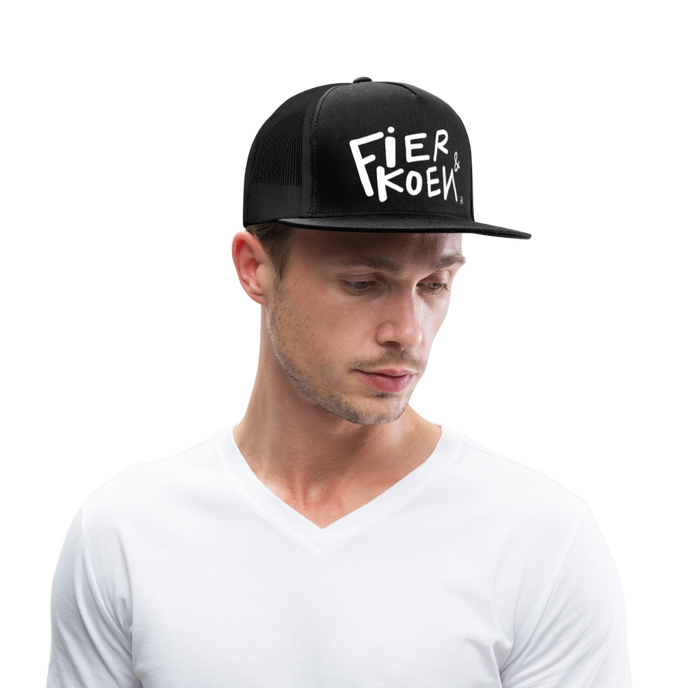 Fier en Koen witte letters. Trucker Cap - zwart/zwart