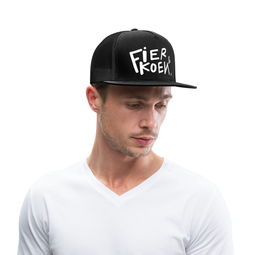 Fier en Koen witte letters. Trucker Cap - zwart/zwart