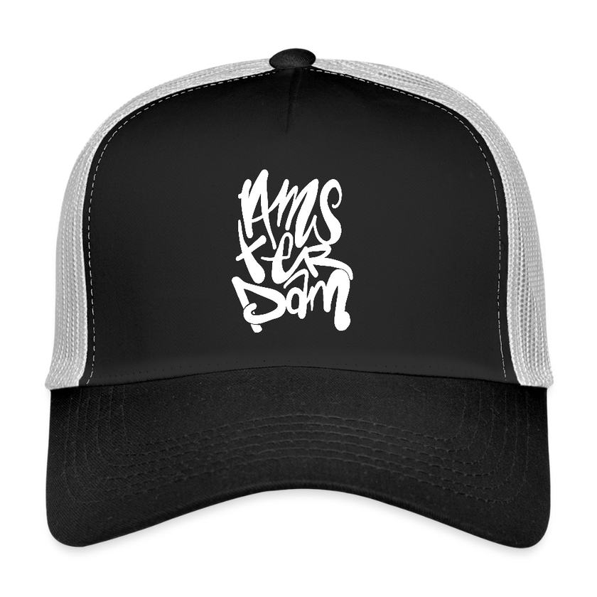 Amsterdam Zwarte Trucker Cap - zwart/steengrijs