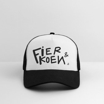 Fier en Koen zwarte letters. Trucker Cap - wit/zwart