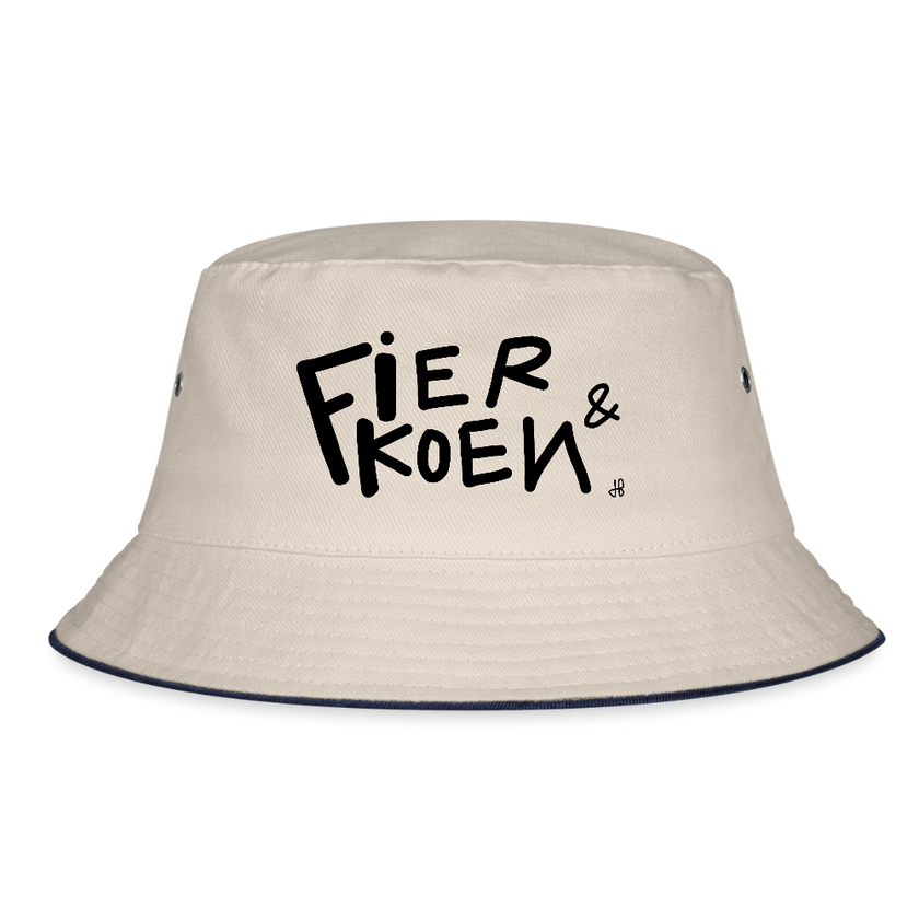 Fier & Koen. Zwarte letters Vissershoed - natuur/navy