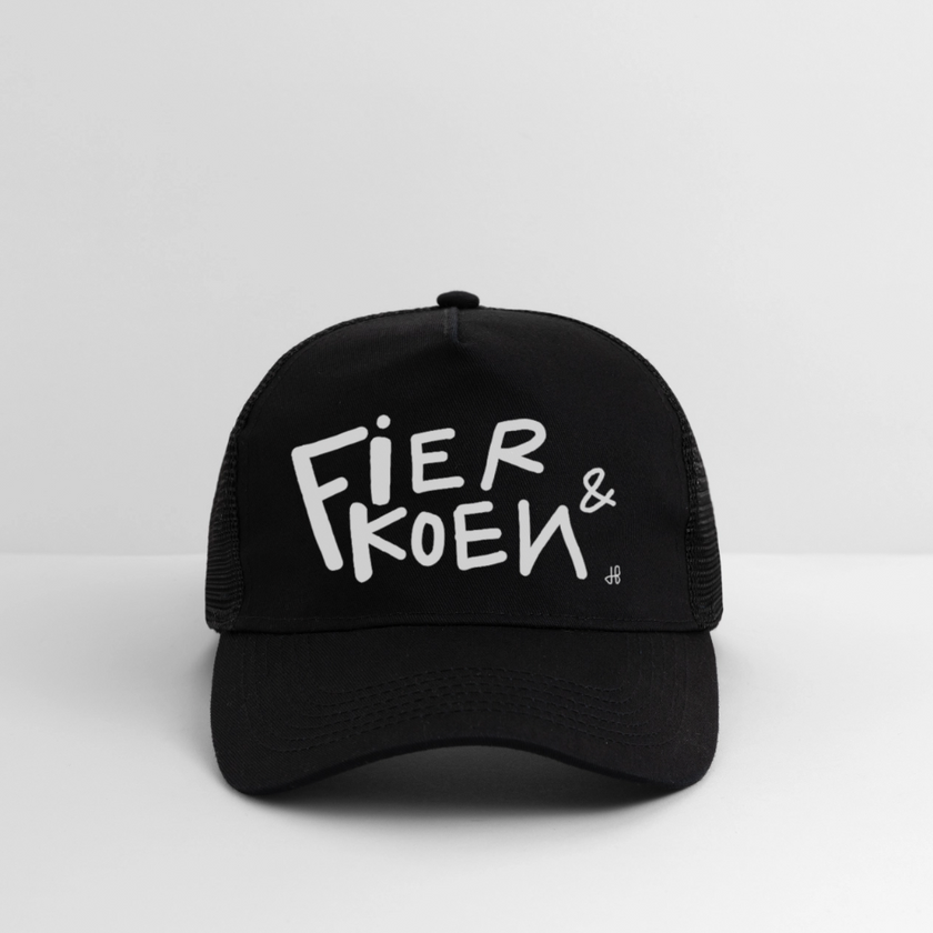 Fier en Koen witte letters. Trucker Cap - zwart/zwart