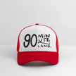 90 minuten lang. Zwarte letters. Trucker Cap - wit/rood