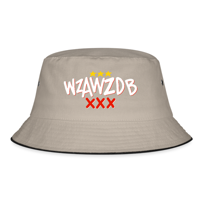 WZAWZDB. Witte letters. Vissershoed - kaki/zwart