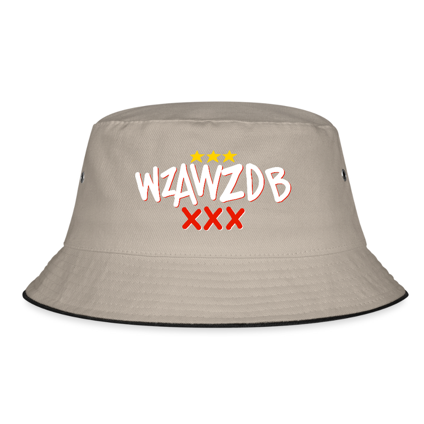 WZAWZDB. Witte letters. Vissershoed - kaki/zwart
