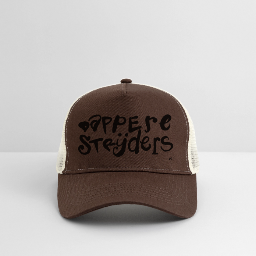 Dappere Strijders. Zwarte letters.Trucker Cap - bruin/beige