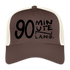 90 minuten lang. Zwarte letters. Trucker Cap - bruin/beige