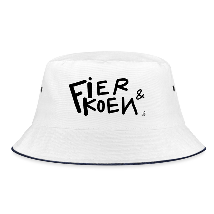 Fier & Koen. Zwarte letters Vissershoed - wit/navy
