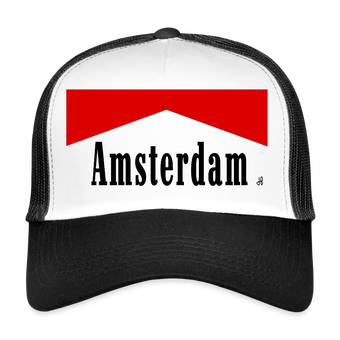 Amsterdam smoking. Trucker Cap - wit/zwart