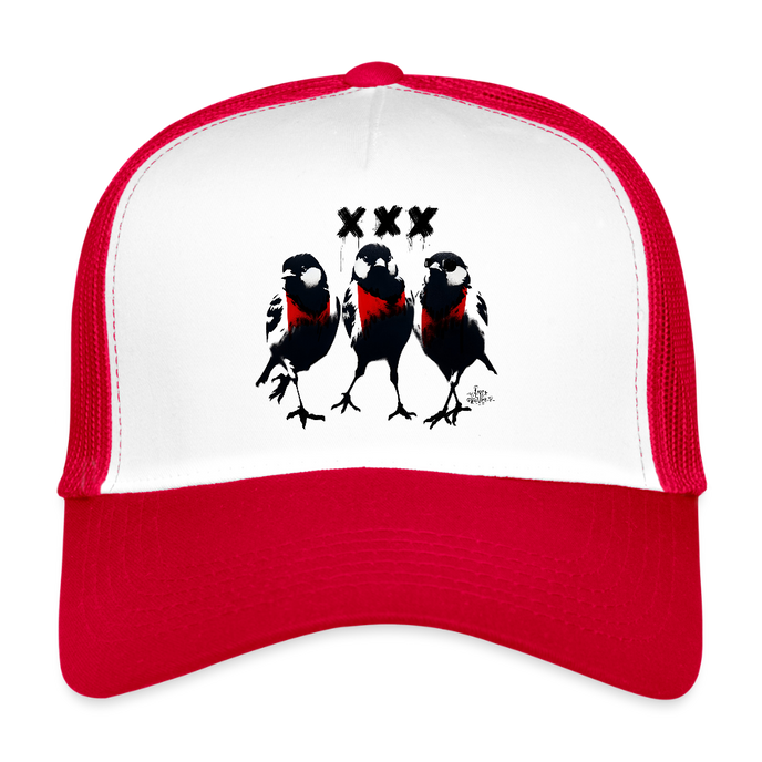 Three Little Birds. Trucker Cap - wit/rood
